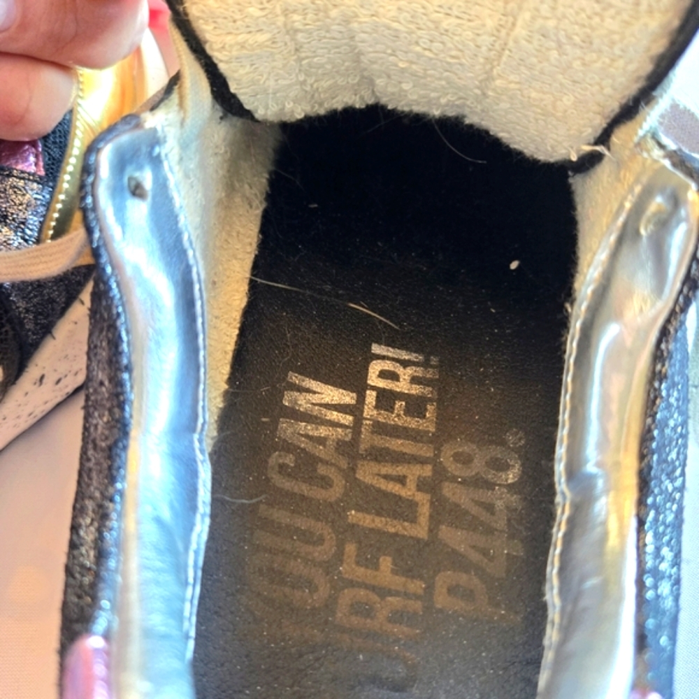 💜P448 Womens Mixed Media Alex Metallic Leather Lace-Up  Sneakers Size 40 - Picture 10 of 10